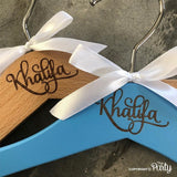 Customised set of 4 children's engraved wooden hangers -  The Party