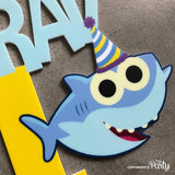 Customised 1st birthday baby shark theme cake topper -  The Party