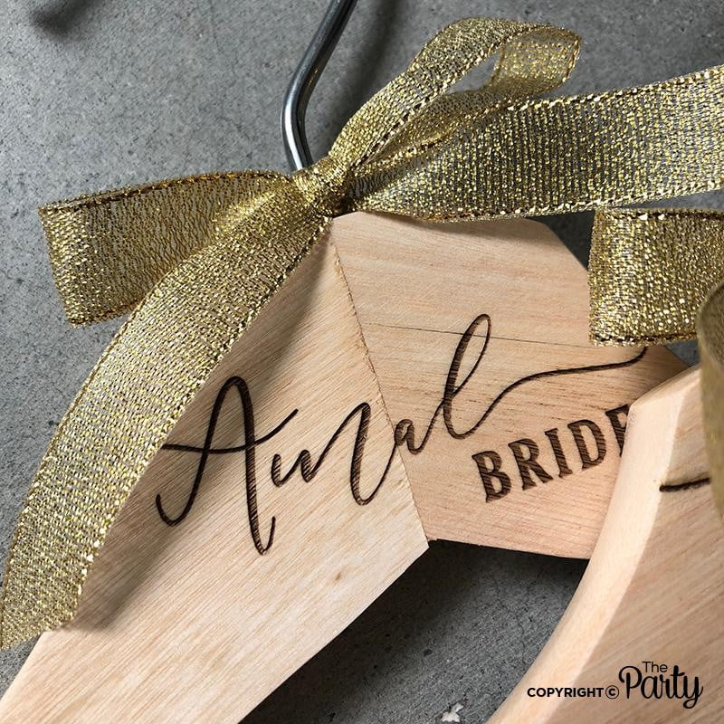 Set of 2 adult size engraved wooden hangers – The Party, Dubai