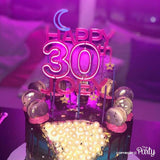 Customised Happy 30th NEON cake topper -  The Party