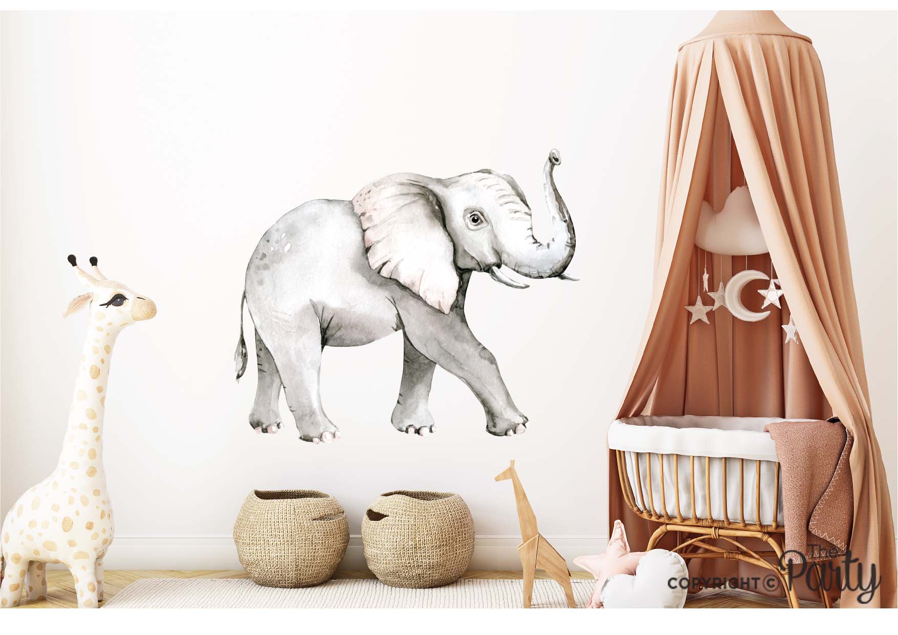 Large Elephant Nursery Wall Sticker – The Party, Dubai
